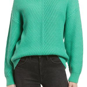 Nordstrom Treasure and Bond Green Tuck Stitch Cotton Sweater Size L